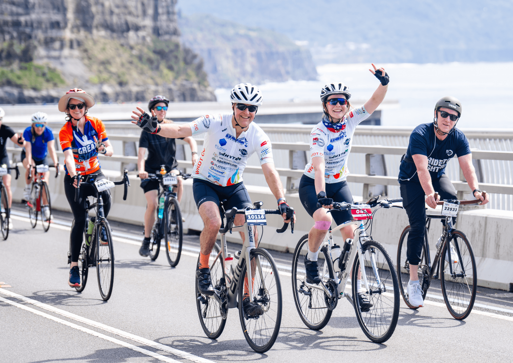 people on bikes at the gong ride in nsw