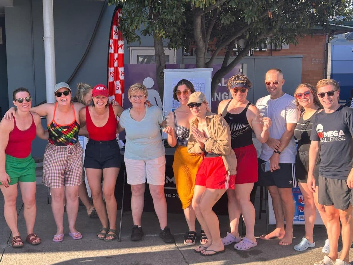 A group of participants from the 2026 Fitzroy MS Mega Swim