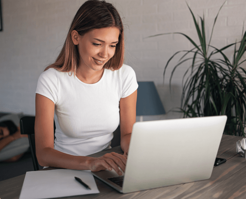 Woman using a laptop computer