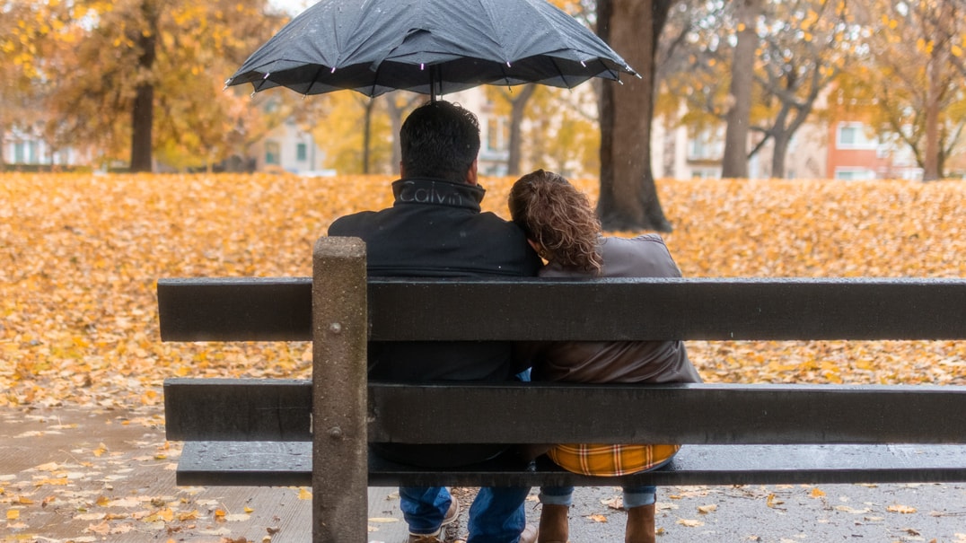 People sitting on a bench